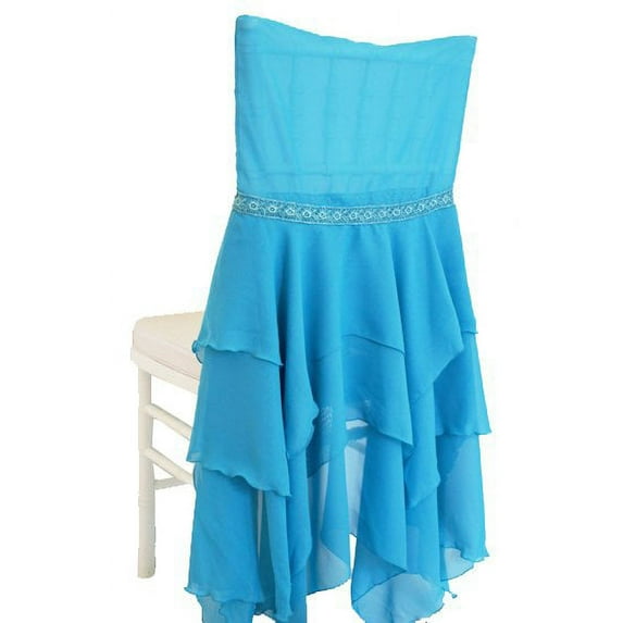 Wedding Linens Inc. Chiavari Chiffon Chair Covers Chair Cover - Turquoise