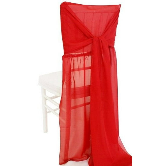 Wedding Linens Inc. Chiavari Chiffon Chair Covers w/Sashes - Apple Red