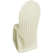 Wedding Linens Inc. Premium Striped Jacquard Polyester Banquet Chair Cover - Ivory