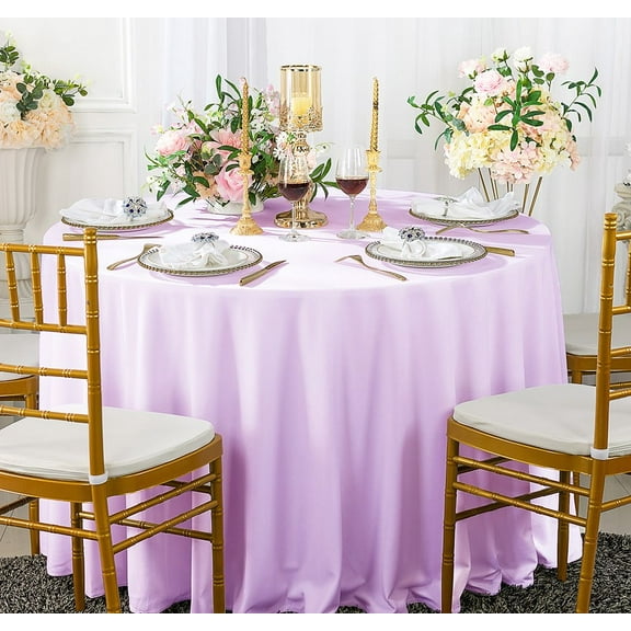 Wedding Linens Inc. Scuba Wrinkle Free 120" Round Table Cover Tablecloth - Lavender