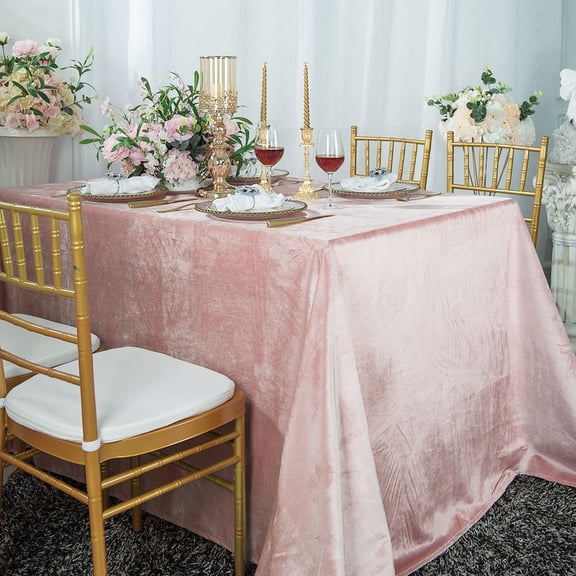 Wedding Linens Inc. Wholesale 90"x 132" Rectangular Italian Velvet Tablecloth - Blush Pink