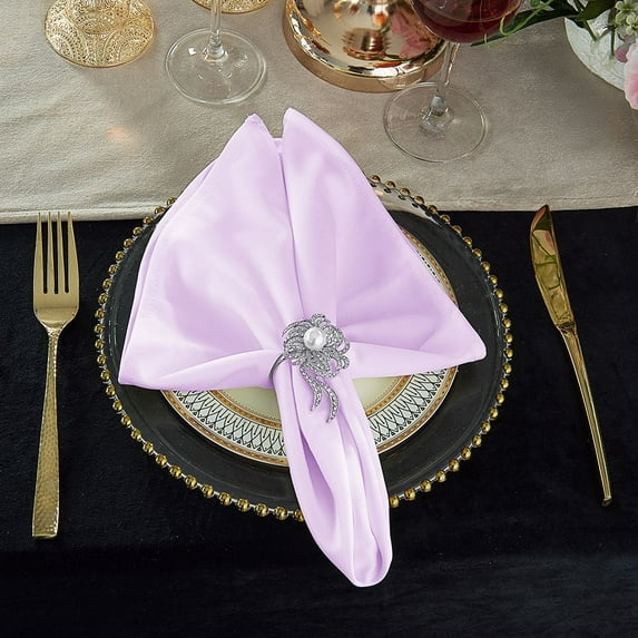 Wedding Linens Inc. Wholesale Scuba Wrinkle Free 20" x 20" Napkins - Lavender