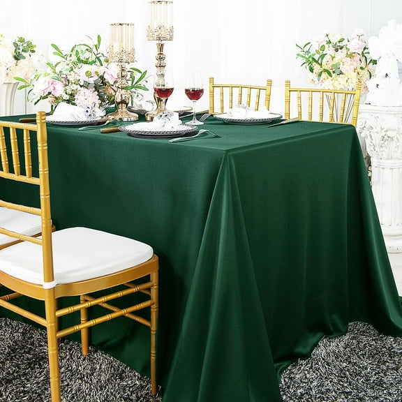Wedding Linens Inc. Wholesale Scuba Wrinkle Free 60" x 120" Rectangular Table Cover Tablecloth - Hunter Green / Holly Green