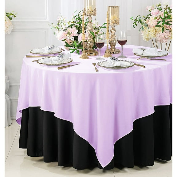 Wedding Linens Inc. Wholesale Scuba Wrinkle Free 72" x 72" Square Table Overlay Topper - Lavender