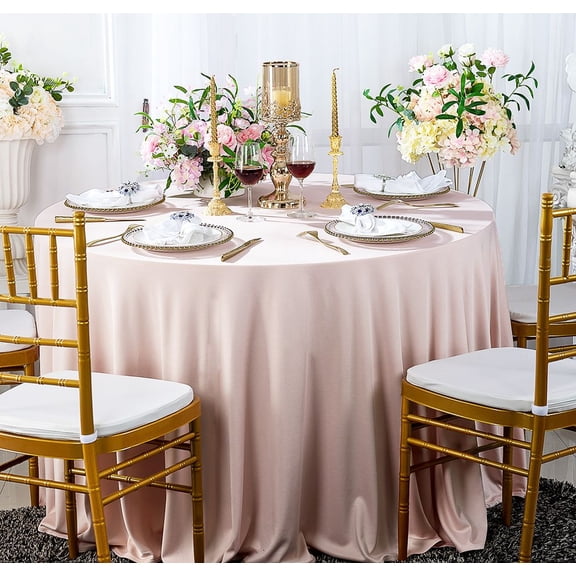 Wedding Linens Inc. Wholesale Scuba Wrinkle Free 90" Round Table Cover Tablecloth - Blush Pink