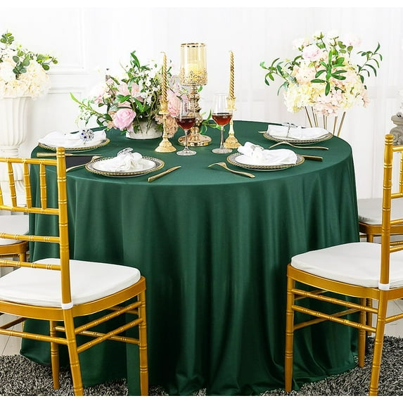 Wedding Linens Inc. Wholesale Scuba Wrinkle Free 90" Round Table Cover Tablecloth - Hunter Green / Holly Green