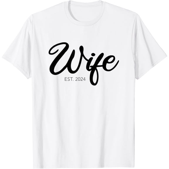 Wedding Matching Gifts Wife Est. 2024 T-ShirtMen and women, White Black T-shirt, size: Extra large S-4XL