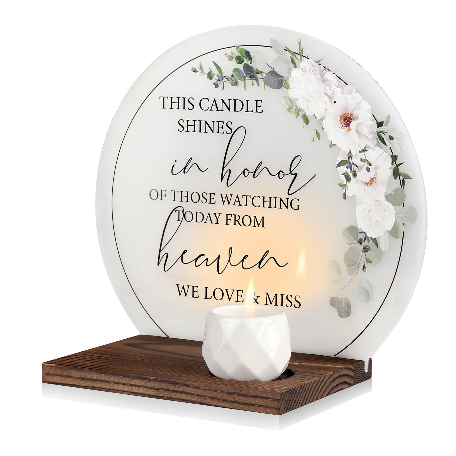 Wedding Memorial Sign with Lighted Candle Acrylic Wood Keepsake 11.6x10 ...