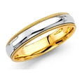 thumbnail image 1 of Wedding Milgrain Ring Solid 14k Yellow White Gold Band Dome Comfort Fit Mens Womens Two Tone 4 mm Size 9, 1 of 1