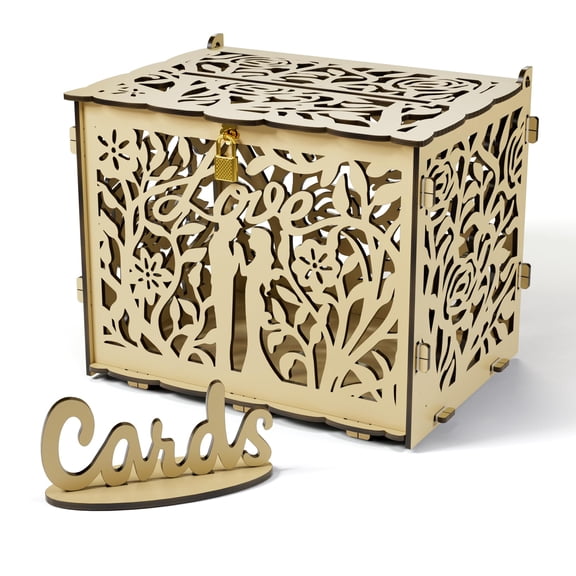Wedding Money Box Holder with Sign, Large Rustic Wood Wooden DIY Envelop Gift Card Shadow Boxes with Lock Slot for Reception Anniversary Graduation Birthday Party Parties (Mr & Mrs, White)