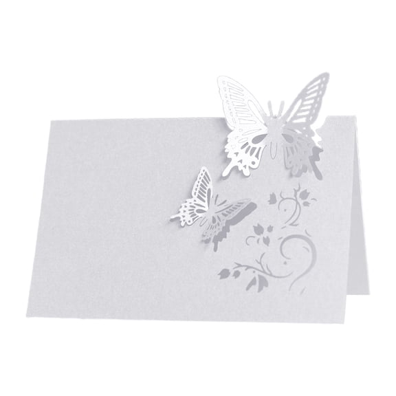 Wedding Name Cards 100PCs Hollow Butterfly Cut Design Card for Weddings Banquets Dinner Party White Blue Gold