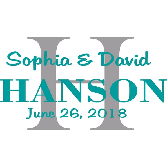 Wedding Name Initial Sign Signage Customized Wall Decal - Custom Vinyl Wall Art - Personalized Name - Baby Girls Boys Kids Bedroom Wall Decal Room Decor Wall Stickers Decoration Size (20x40 inch)