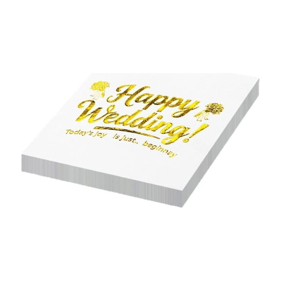 Wedding Napkins for Reception Cocktail Disposable Gold 60 Pcs