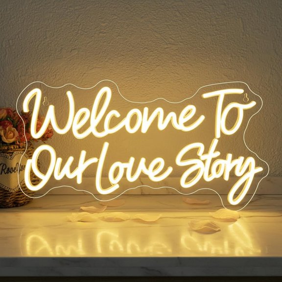 Wedding Neon Sign Welcome to Our Love Story Led Lights for Wall Decor Bedroom Home Anniversary Party Decoration