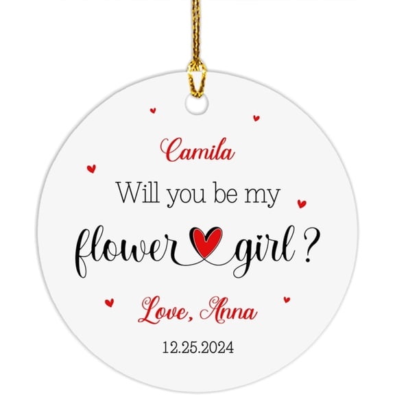 Wedding Ornament for Flower Girl Bridesmaid, Will You Be My Flower Girl Ornament, Customized Bridal Shower Ornament with Name, Bridesmaid 2025 Ornament, Personalized Bridesmaid Gift J3udvz