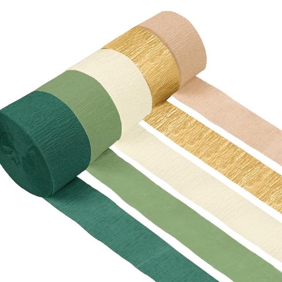 Wedding Party Decorations, 5 Rolls Olive Green Khaki Crepe Paper Streamers for Green Boho Wedding, Birthday, Bridal/Baby Shower