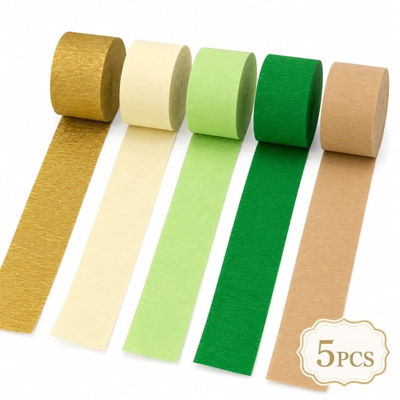 Wedding Party Decorations Olive Green Khaki Crepe Paper Streamers Wedding, Birthday, Bridal Shower Party Backdrop Decorations 5 Rolls,Total 410 ft