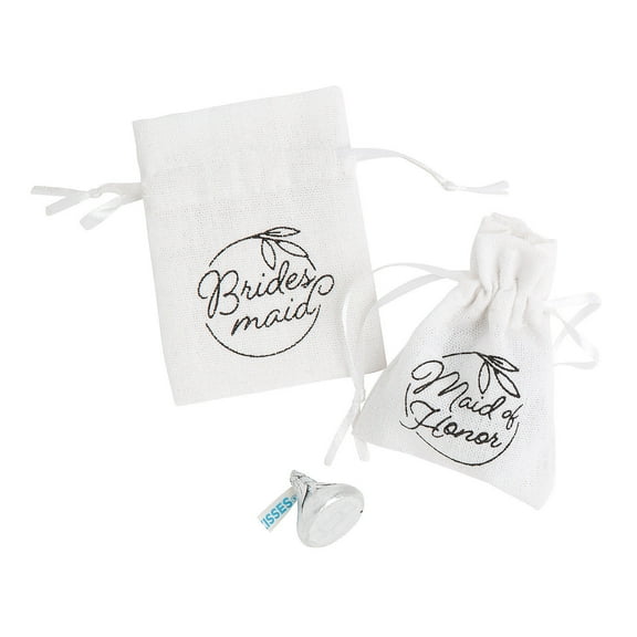 Wedding Party Drawstring Treat Bags - 6 Pieces