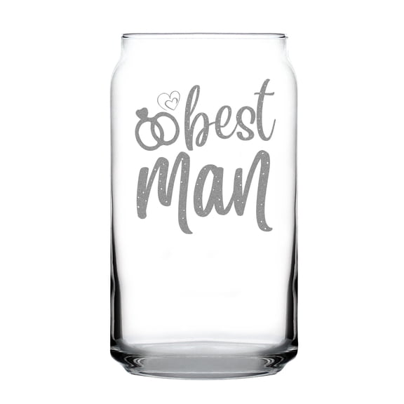 Wedding Party Favor, Engraved Best Man Glass, 16oz Can Shaped Pint, Groomsman Idea, Etched Glassware for