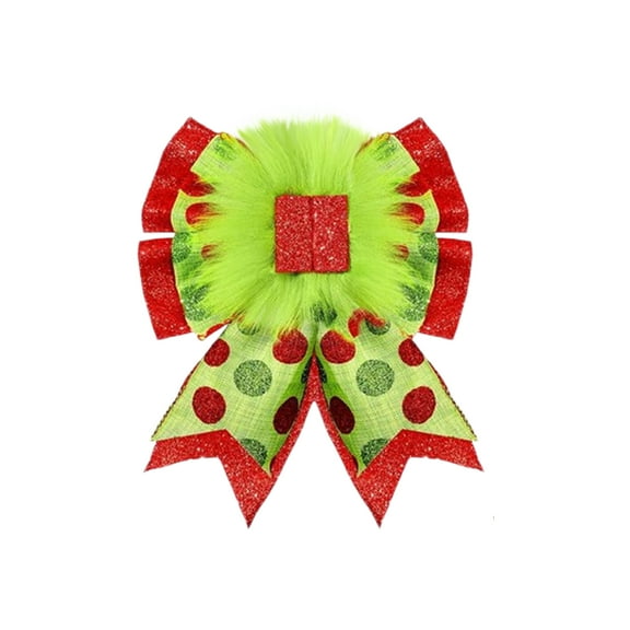 Wedding Party Gifts, Red & Green Polka Dot Bow Pendant Decoration - With Green Velvet, 5.9In Size, , Easy To Hang, Resists Deformation/Fading - For Home Decor,