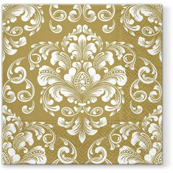 Wedding Pattern Gold - Decorative Party Lunch Paper Napkins 100pcs - Perfect for Engagement Party, Birthday, Special Occasions, Weddings