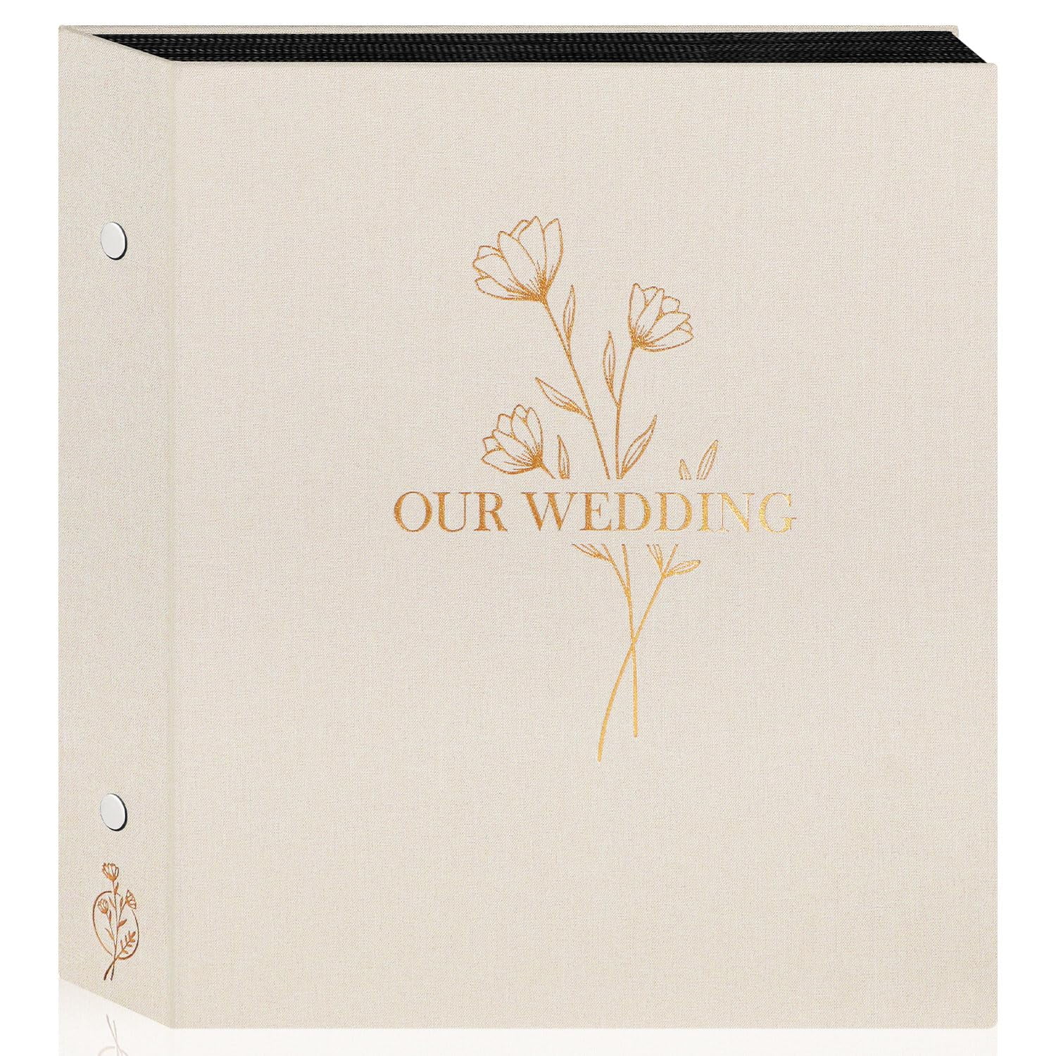 Large Capacity Wedding Album 600 Pockets 4x6, Linen Cover with Silver Stamping, Newlywed Couple Gift for Photo Preservation, Beige