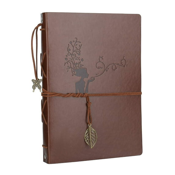 Wedding Photo Album, AIOR Scrapbook Album Memory Book Vintage Leather Scrap Book, Valentines Day Gifts for Him Her Bride Groom Wedding Anniversary for Couple (Girl)