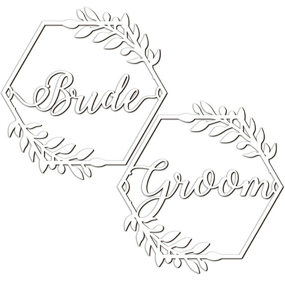 Wedding Chair Sign Reserved Groom and Bride Table Decor Blue Ornaments Bridegroom White