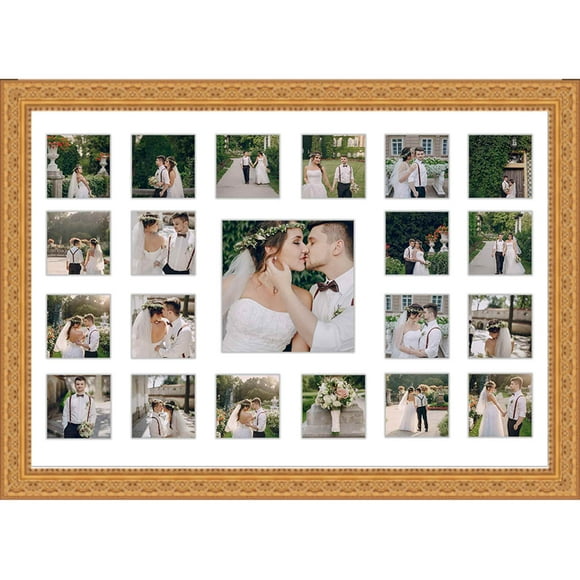 Wedding Photo Collage Frame - Holds 21 Photos - Great For Pics Captured by Friends & Family
