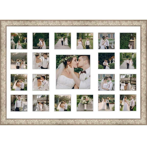 Wedding Photo Collage Frame - Holds 21 Photos - Great For Pics Captured by Friends & Family
