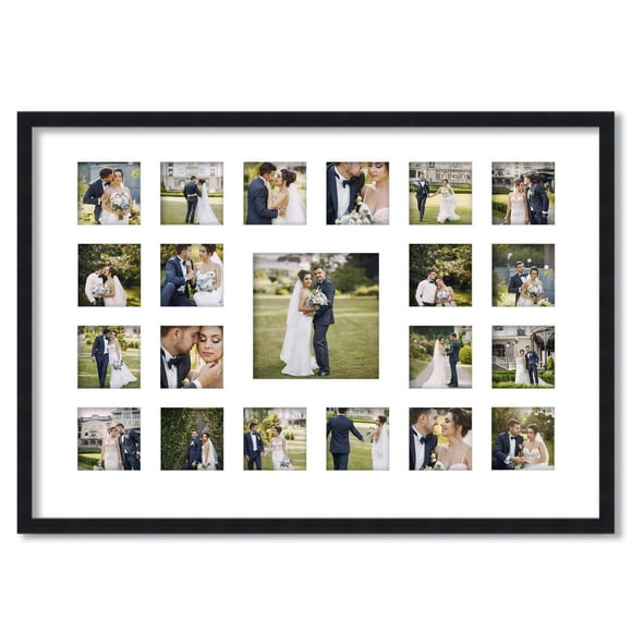 Wedding Photo Collage Frame - Holds 21 Photos - Great For Pics Captured by Friends & Family