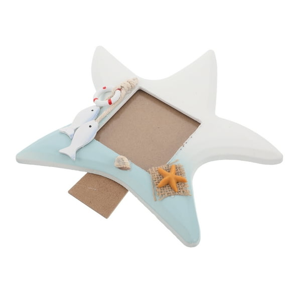 HOMEMAXS Skyblue Mediterranean Fish Shaped Photo Frame for Pictures Holding Wood Resin Home Decor 7.5 inch