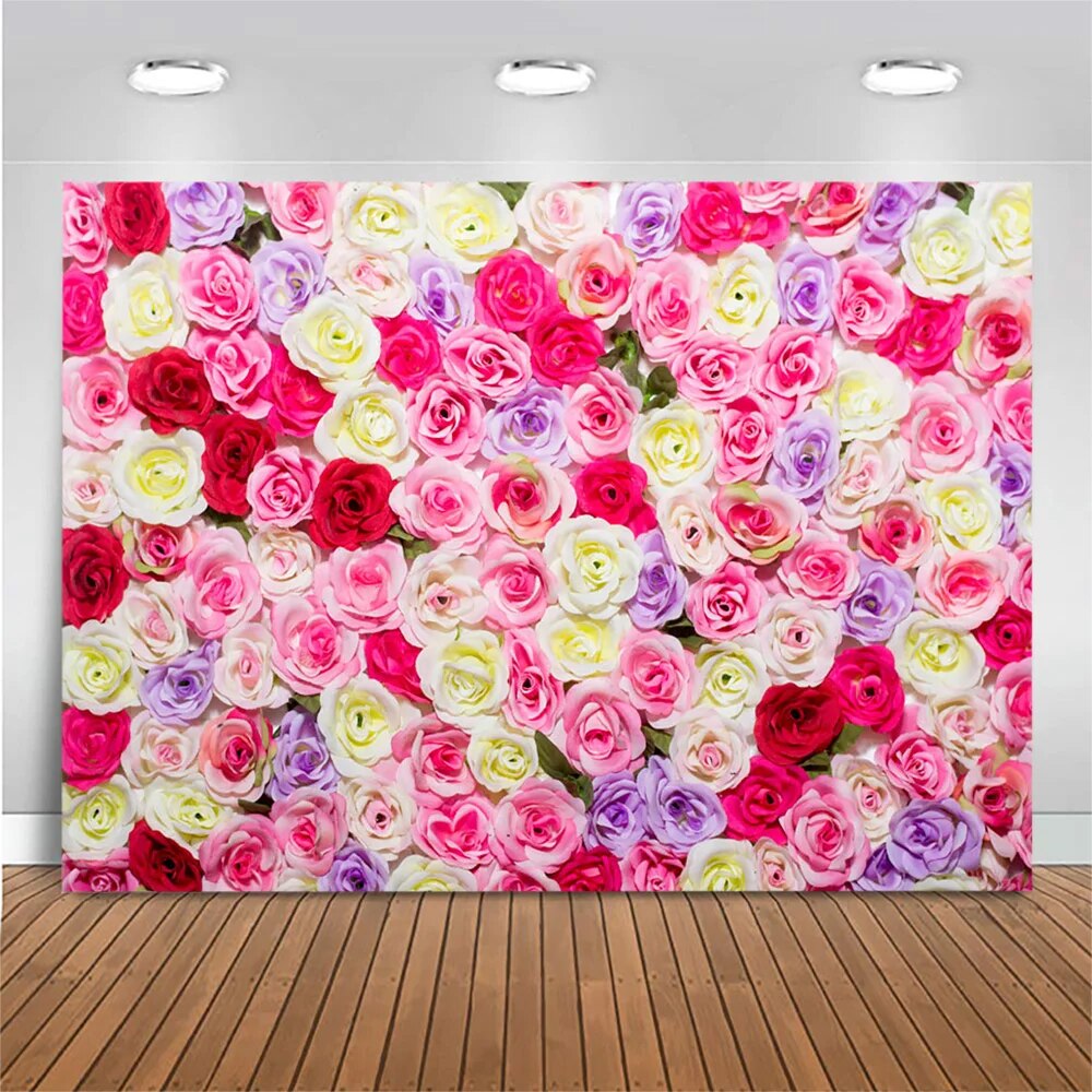 Wedding Photo Wall Background Rose Flower Stage Ceremony Birthday Party Decor Baby Portrait