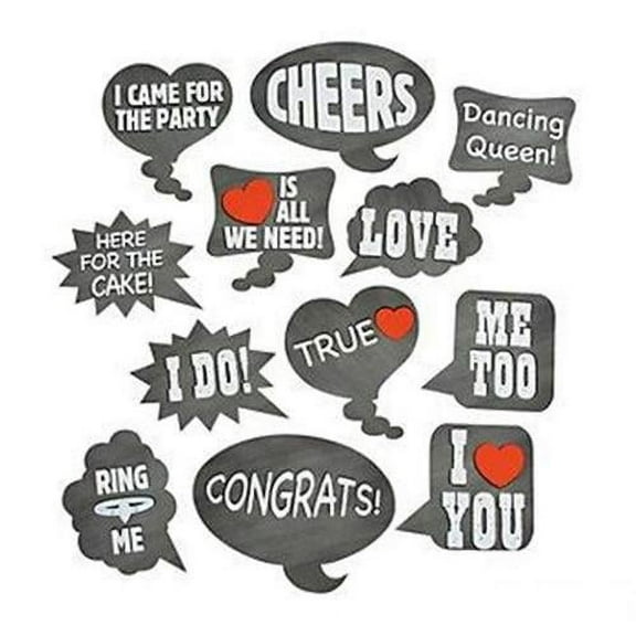 Wedding Photobooth Paper Cutouts - Party Decor - 12 Pieces