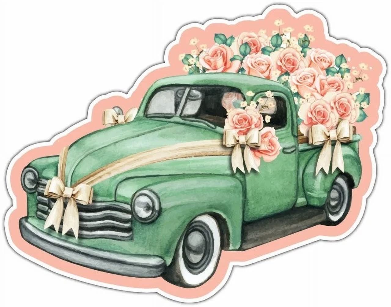 Jute Sticker Wedding Pickup With Roses Jute Bows Car Window Stickerphone Decal Water ...
