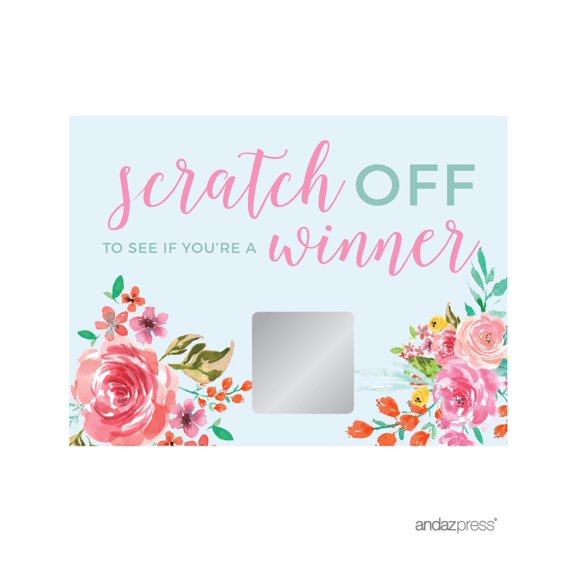 Andaz Press Bridal Shower Game Scratch Cards Wedding Pink Roses English Tea Party Game 20-Pack
