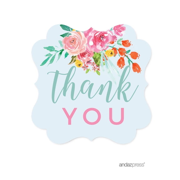 Wedding Pink Roses English Tea Party, 24-Pack Thank You Fancy Frame Gift Tags