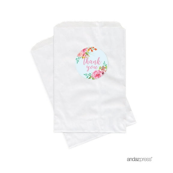 Wedding Pink Roses English Tea Party, 24-Pack Thank You! Favor Bag DIY Party Favors Kit, Favors