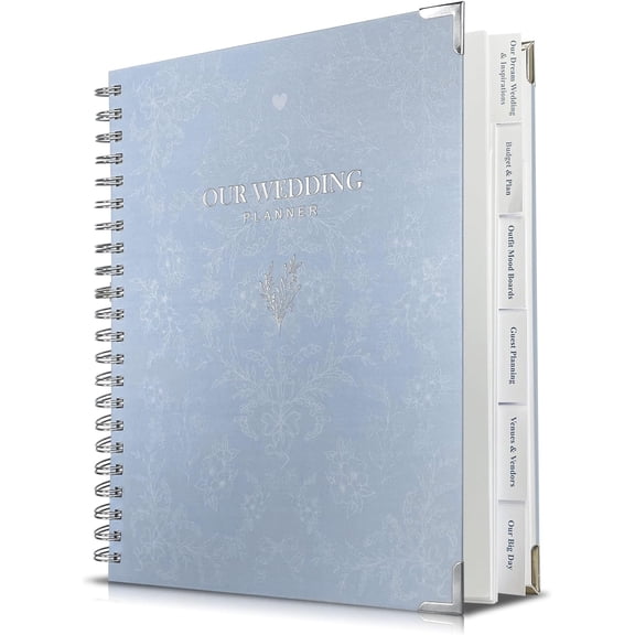 Wedding Planner Book and Organizer | Bridal Wedding Planner Book with Countdown Calendar & Checklists | A Thoughtful Engagement Gifts for Couples, Blue Floral