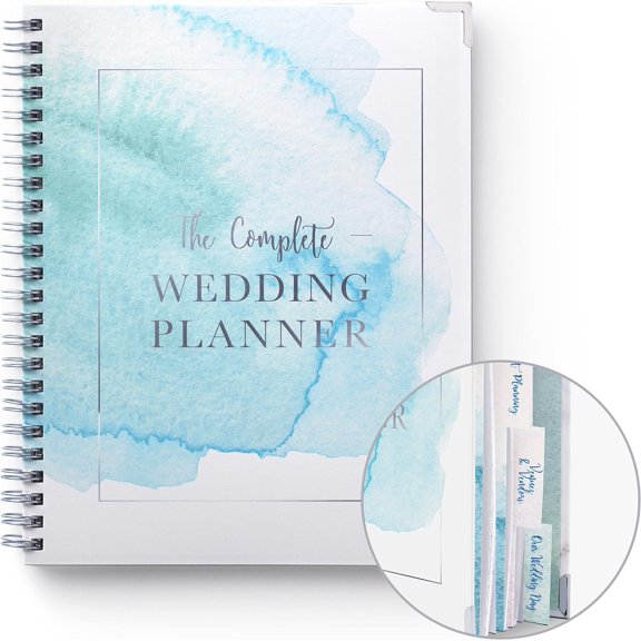 Wedding Planner Book and Organizer - Wedding Planner Book - Bridal Planning Binder with Countdown Calendar - Bride Gifts - (WATERCOLOR)