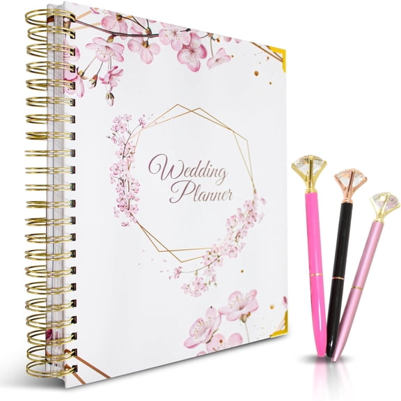 Wedding Planner Book and Organizer for The Bride, Wedding Notebook with a Set of 3 Diamond Pens