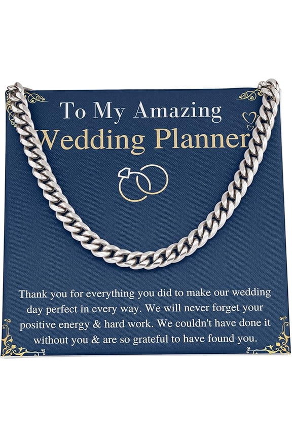 Wedding Planner Male Gift, Chain For Wedding Organiser on wedding ceremony, Thank You Gift From bride and groom with Personalized Message Card Stainless Steel with Mahogany Luxury Box