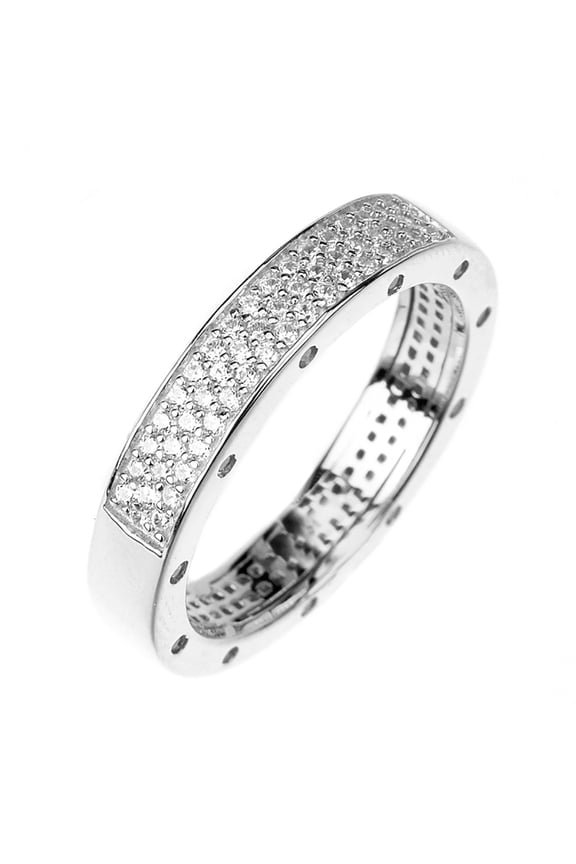 Wedding RING 4mm Band Signity CZ Rhodium over Sterling Silver (SIZE: 8)