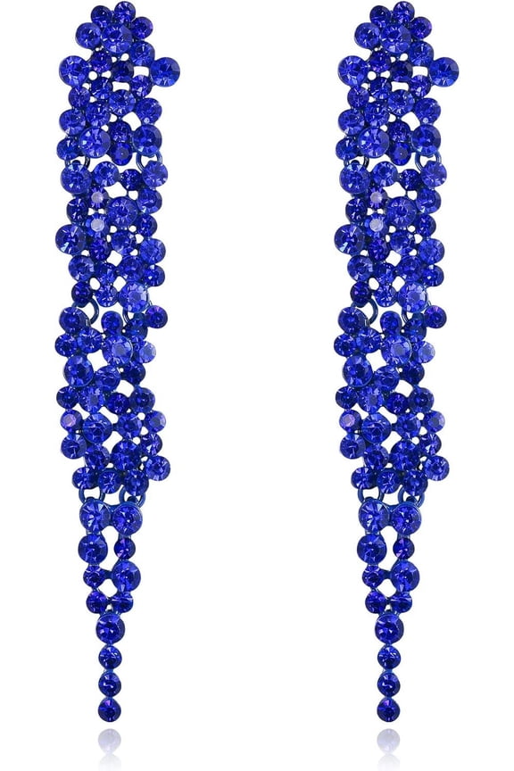 Wedding Rhinestone Crystal Art Deco Statement Earring, Banquet Prom Long Chandelier Dangle Earrings For Women Bride[Z7943]