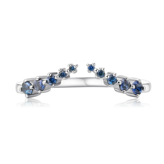 Wedding Ring 10K White Gold Created Sapphire Rings for Women