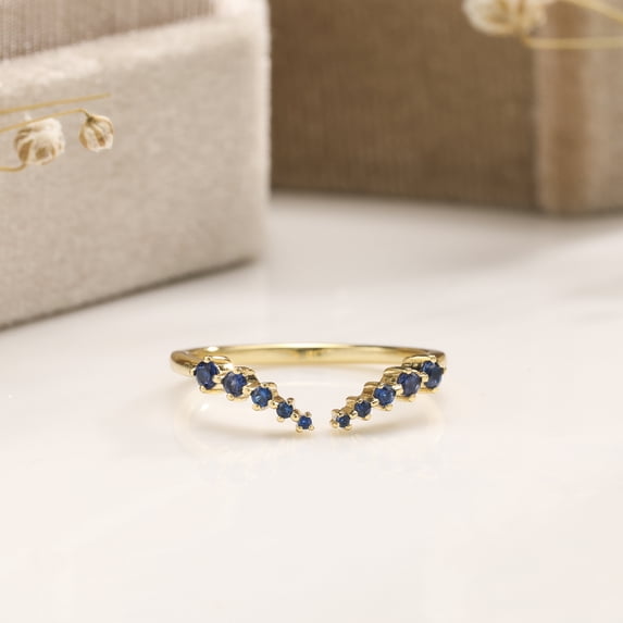 Wedding Ring 18K Rose Gold Created Sapphire Rings for Women