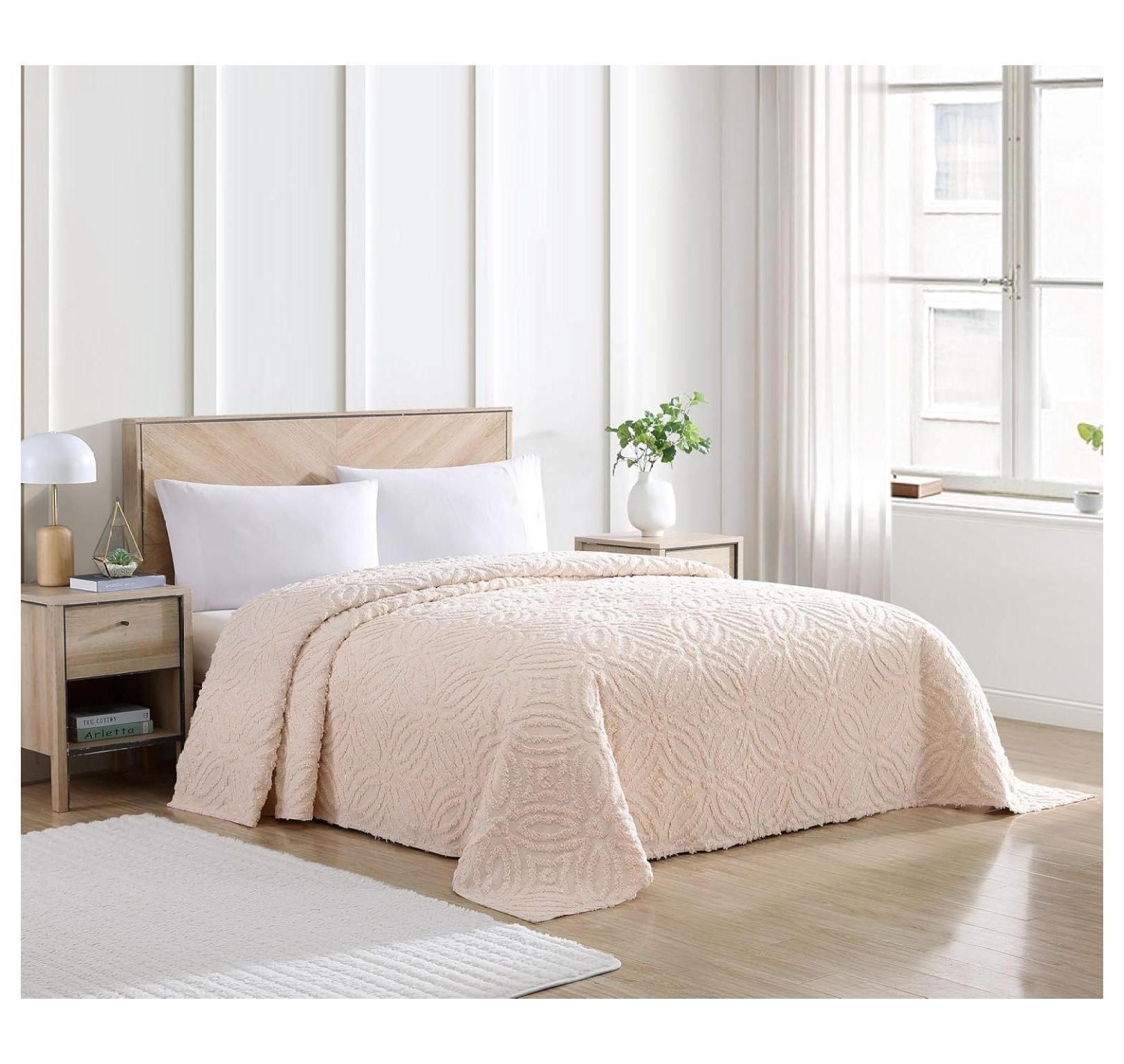 Wedding Ring Chenille Bedspread, Full, Blush