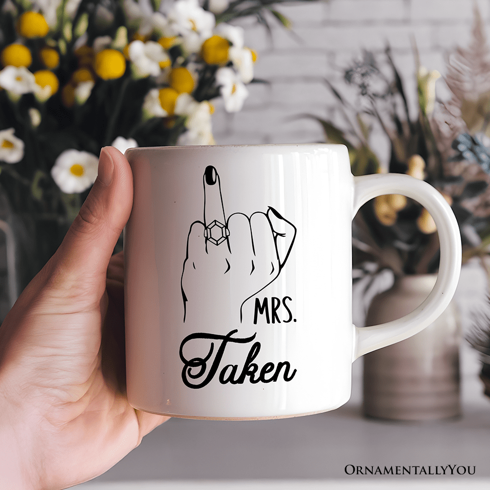 Wedding Ring Finger Mrs Mug, Married Engaged Gift For Women