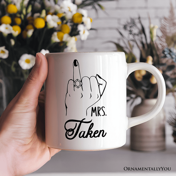 Wedding Ring Finger Mrs Mug, Married Engaged Gift For Women