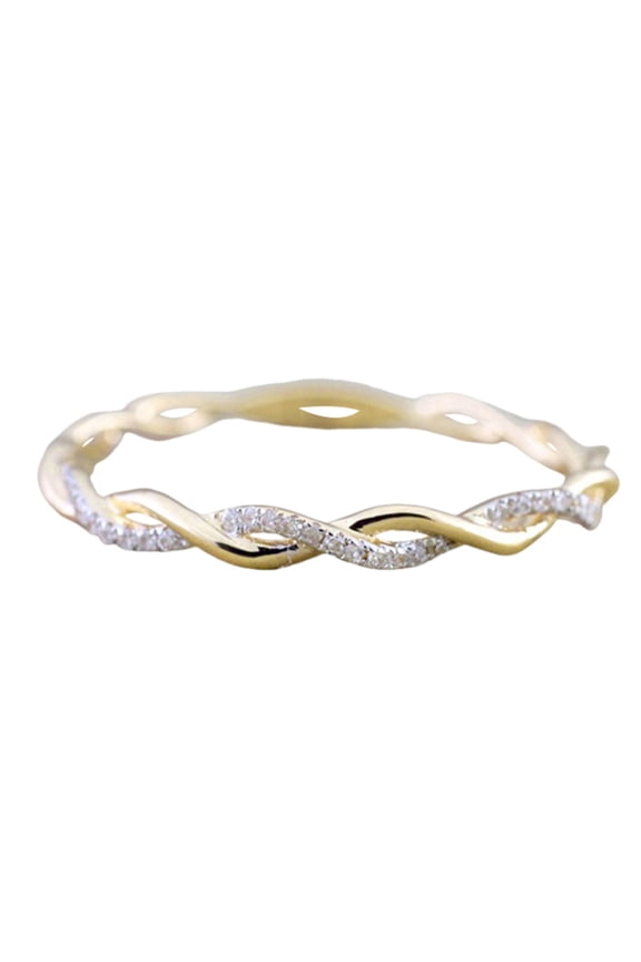 Wedding Ring Gold Tone Rhinestone Spiral Pattern for Women Girls Contemporary Jewelry for Her